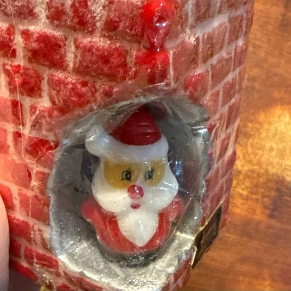 Vtg Kameyama Santa Claus Christmas Candle Chimney Snow Japan Holiday Decor